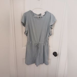 Citrus & Lemon Sage Dusty Blue Ruffle Romper